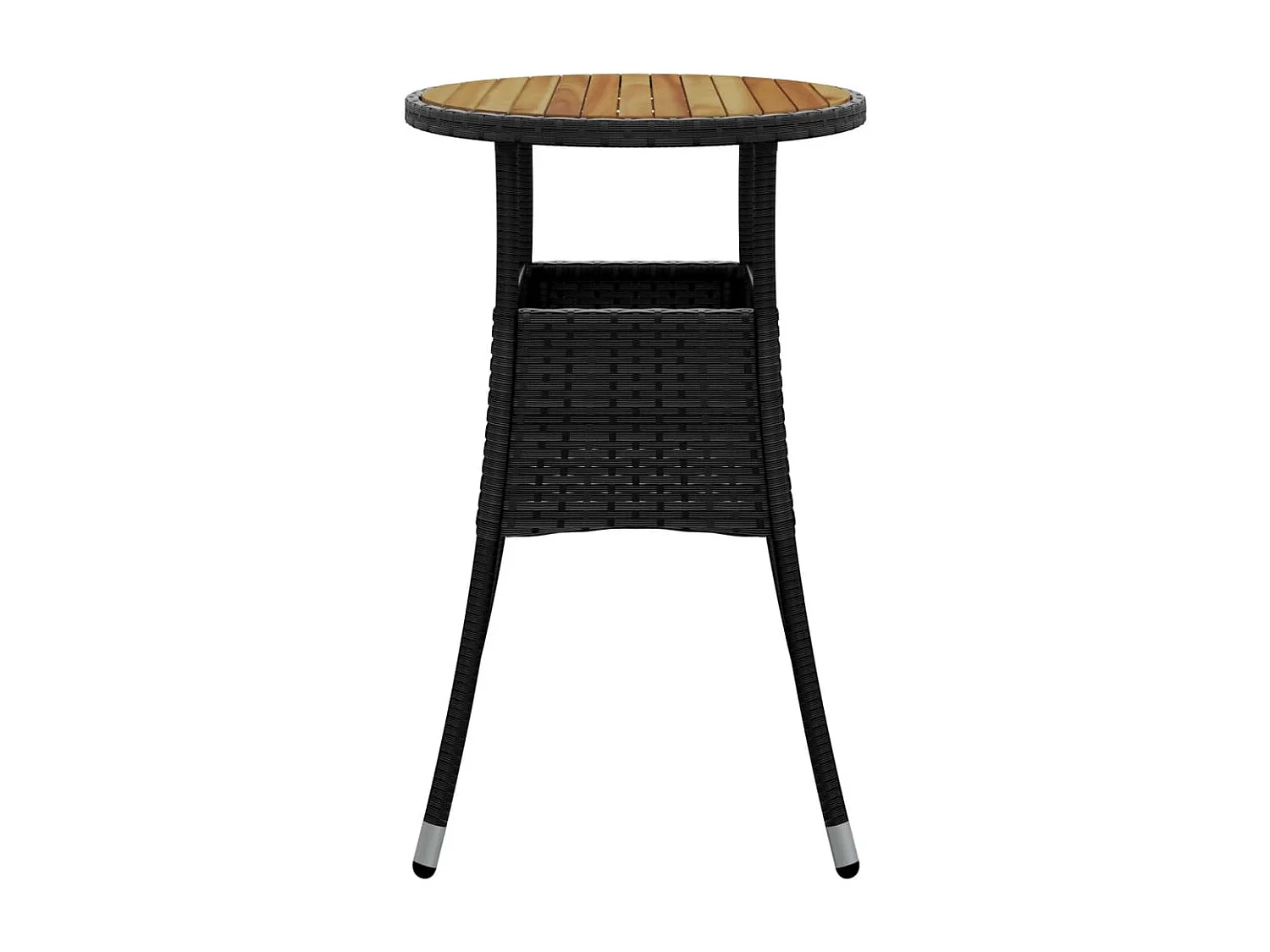 Mesa de jardín madera acacia y ratán sintético negro Ø60x75 cm