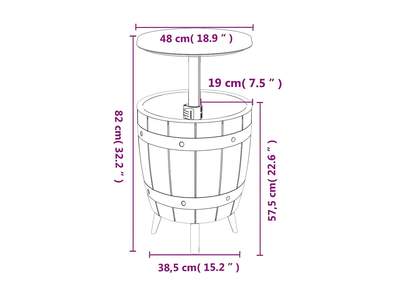 Table à glacière 3 en 1 noir polypropylène