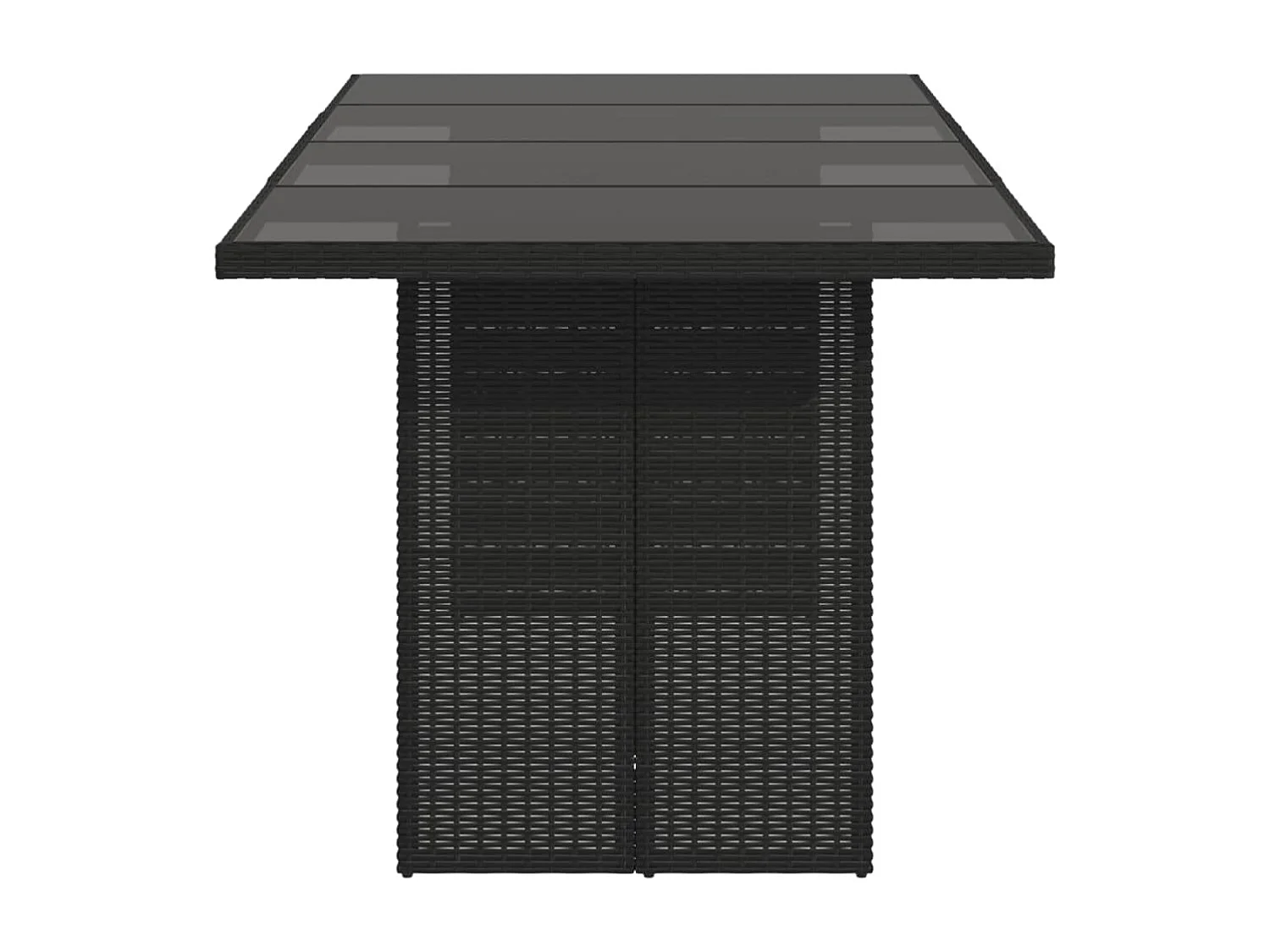Mesa de jardín superficie de vidrio ratán PE negro 190x80x74 cm