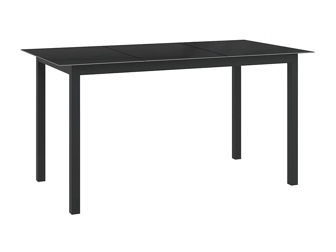Mesa de jardín de aluminio y vidrio negro 150x90x74 cm