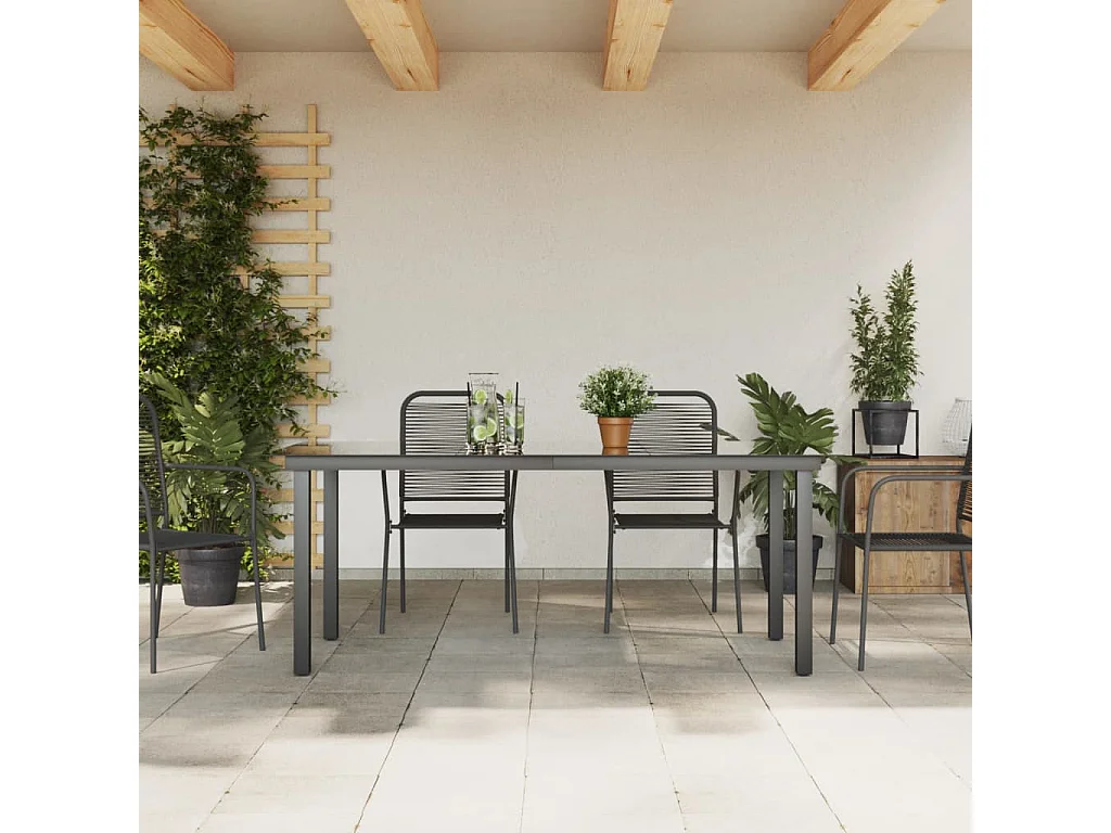 Table de jardin Noir 190x90x74 cm Aluminium et verre