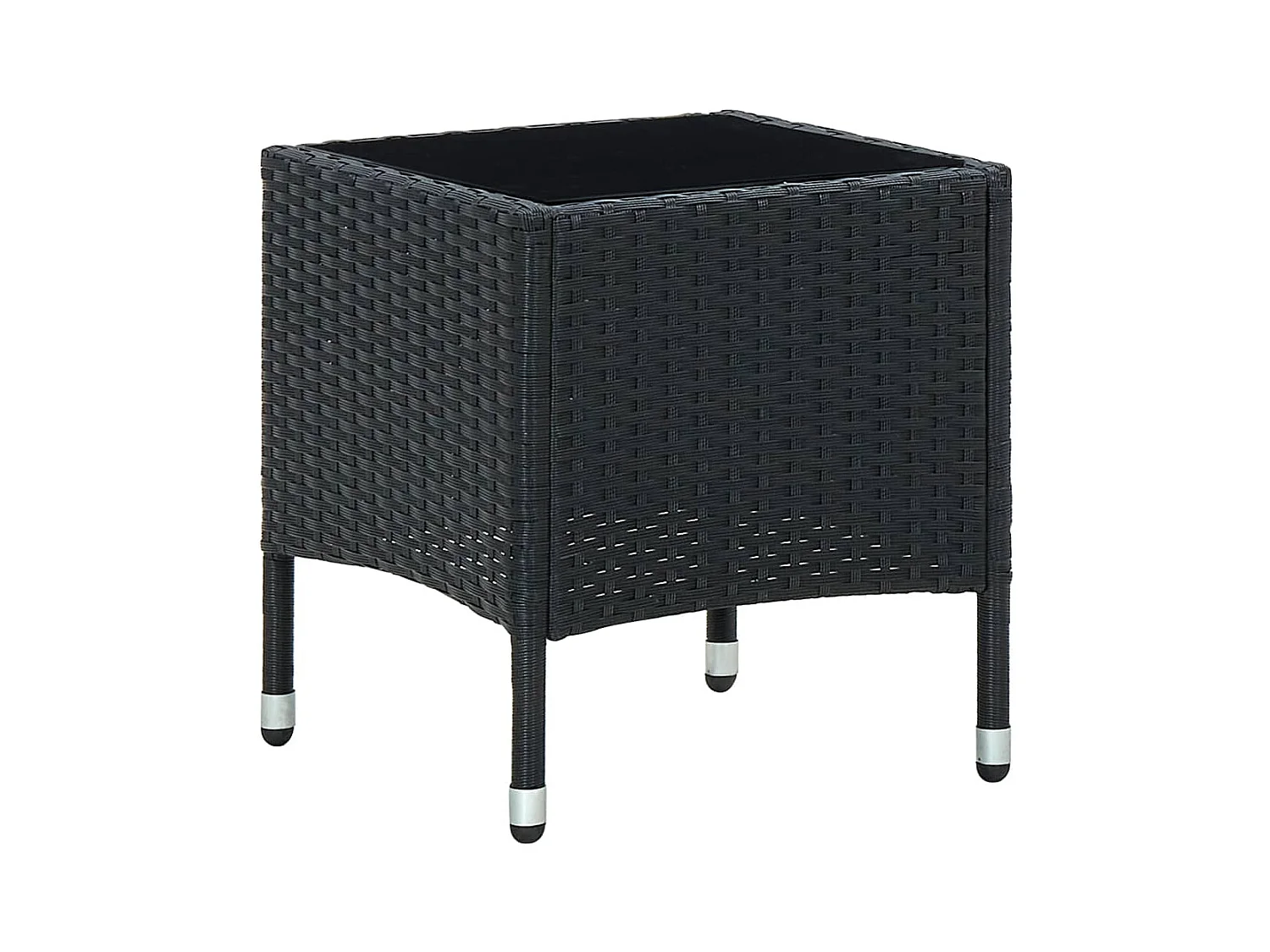 Table de jardin Noir 40x40x45 cm Résine tressée