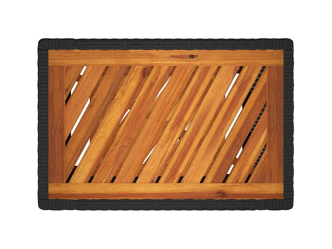 Table d'appoint de jardin dessus en bois noir 60x40x75 cm