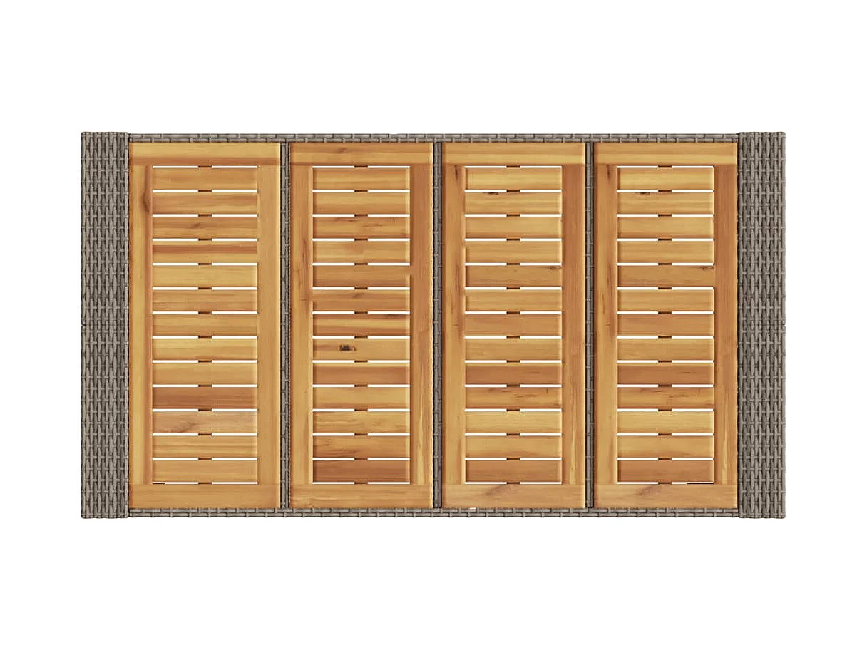 Mesa alta jardín superficie madera ratán PE gris 145x80x110 cm