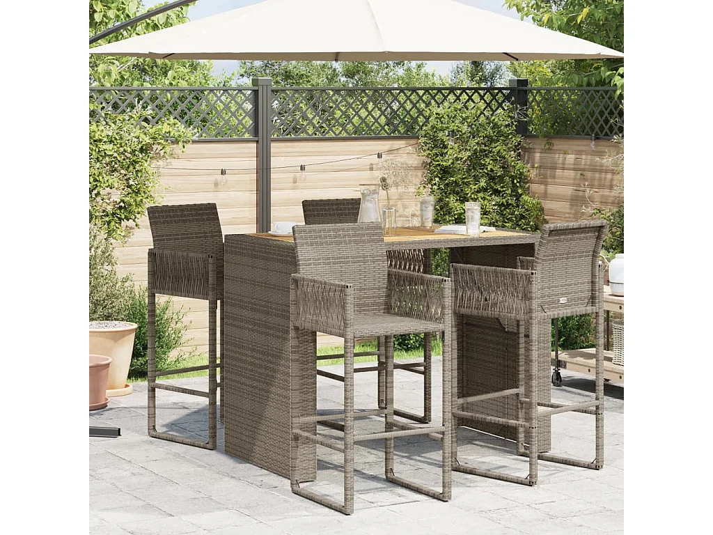 Table de bar de jardin et dessus en bois acacia résine tressée