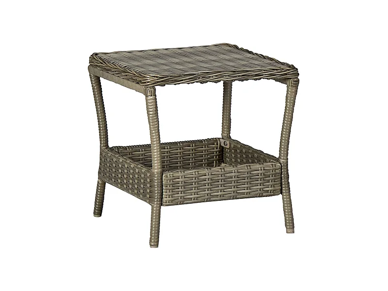 Mesa de jardim em vime PE 45x45x46,5 cm castanho