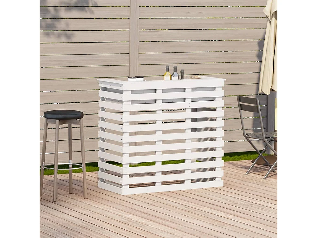 Table de bar d'extérieur blanc 113,5x50x103 cm bois massif pin
