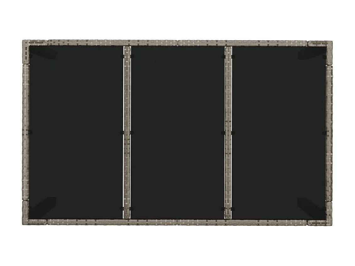 Mesa de jardim com tampo de vidro 150x90x75 cm vime PE cinzento