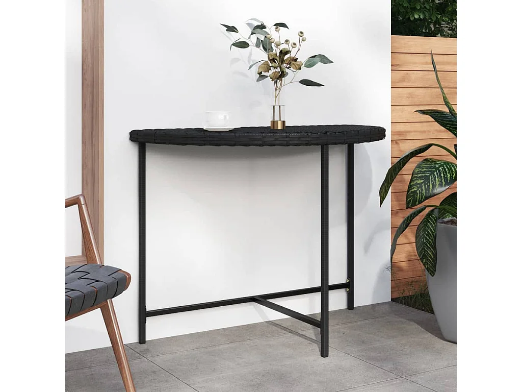 Mesa de jardín de ratán sintético negra 100x50x75 cm