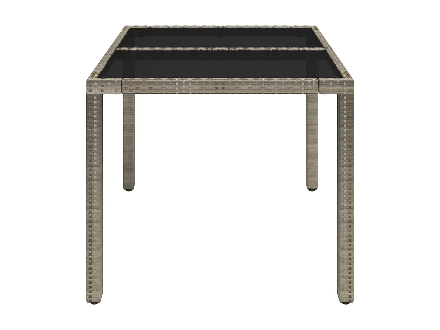 Table de jardin dessus en verre Gris 90x90x75 cm Résine tressée