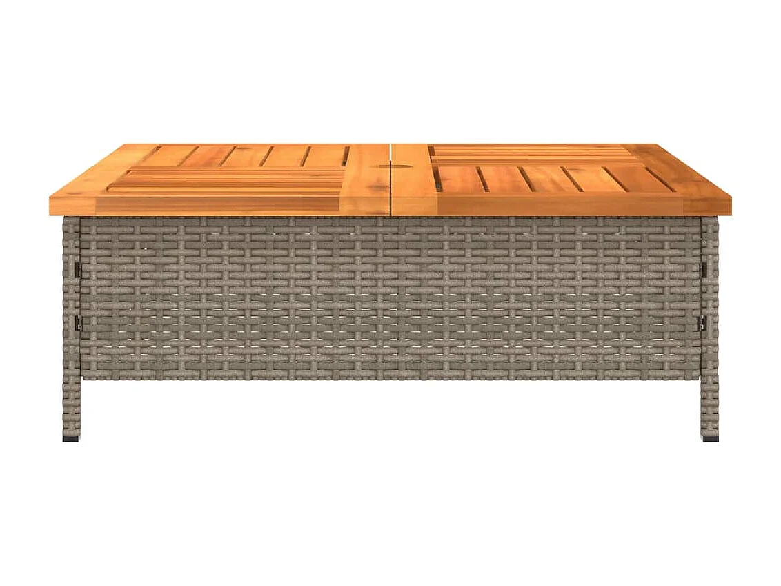 Mesa de jardín ratán y madera de acacia gris 70x70x25 cm