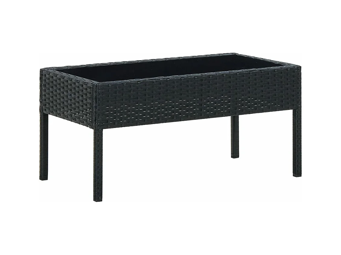 Tavolo da Giardino Nero 75x40x37 cm in Polyrattan