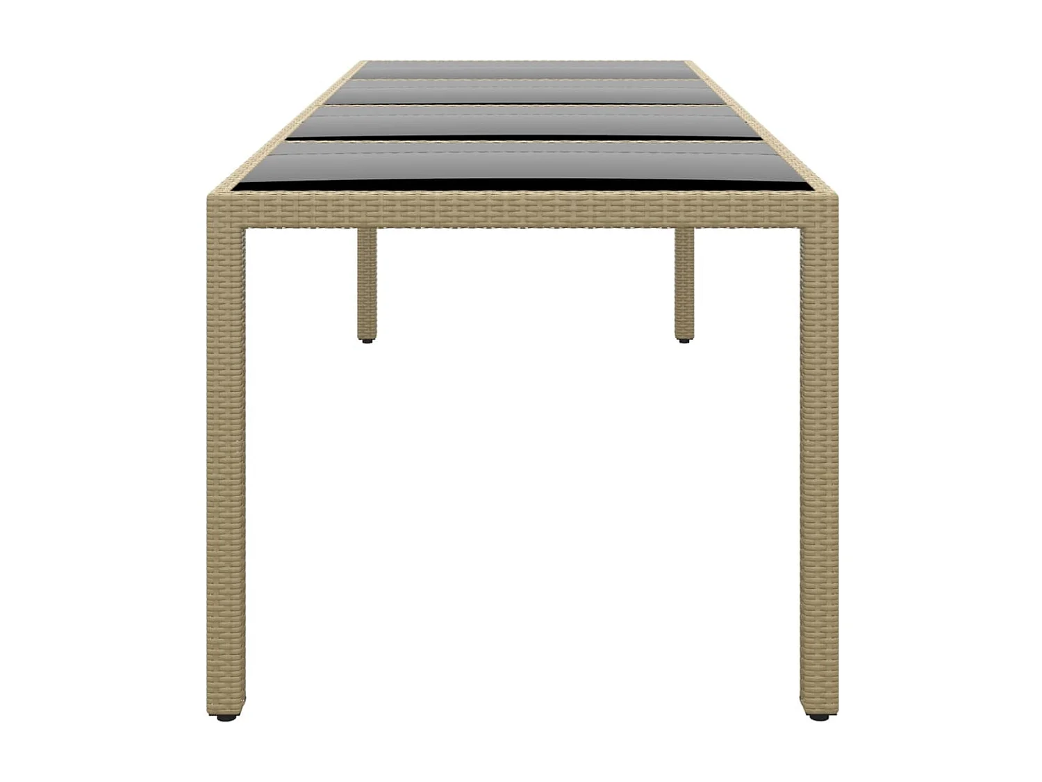 Tavolo da Giardino con Piano Vetro Beige in Polyrattan