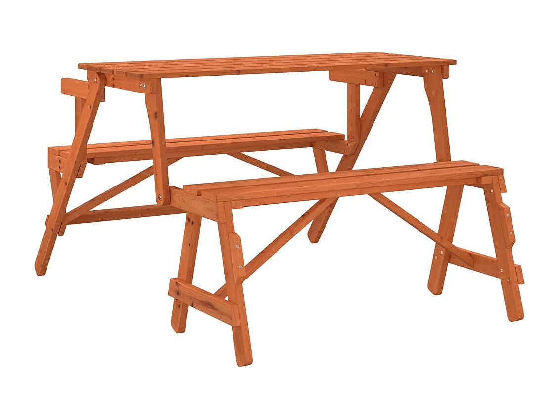 Picknicktafel met banken 2-in-1 ombouwbaar massief vurenhout