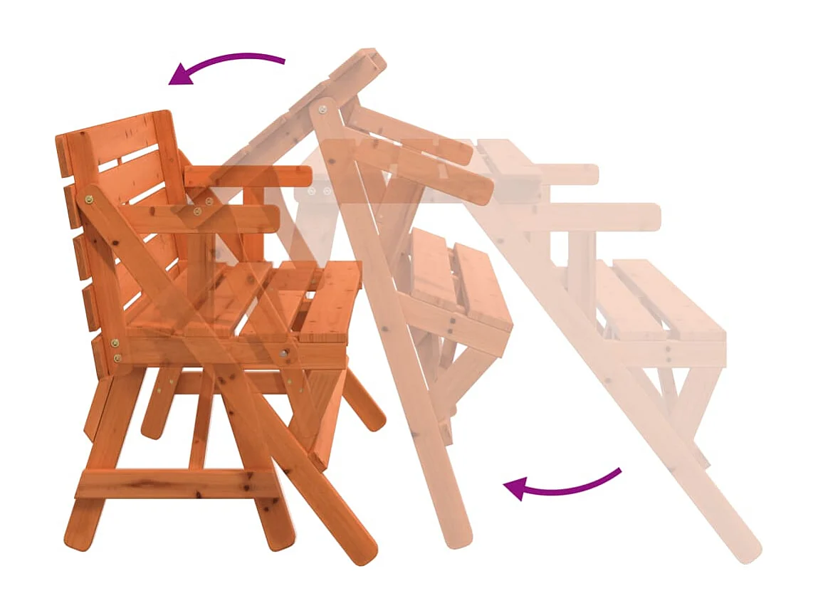 Picknicktafel met banken 2-in-1 ombouwbaar massief vurenhout