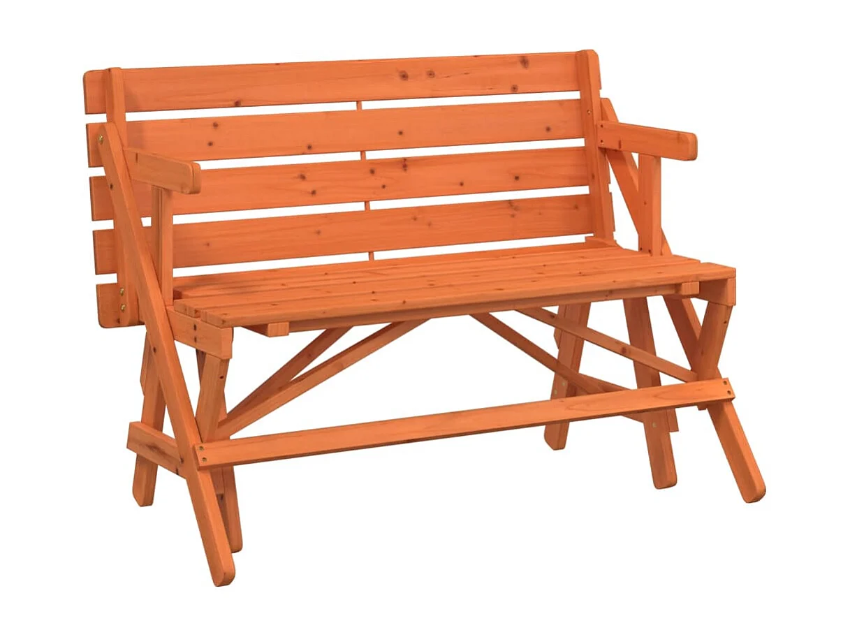 Picknicktafel met banken 2-in-1 ombouwbaar massief vurenhout