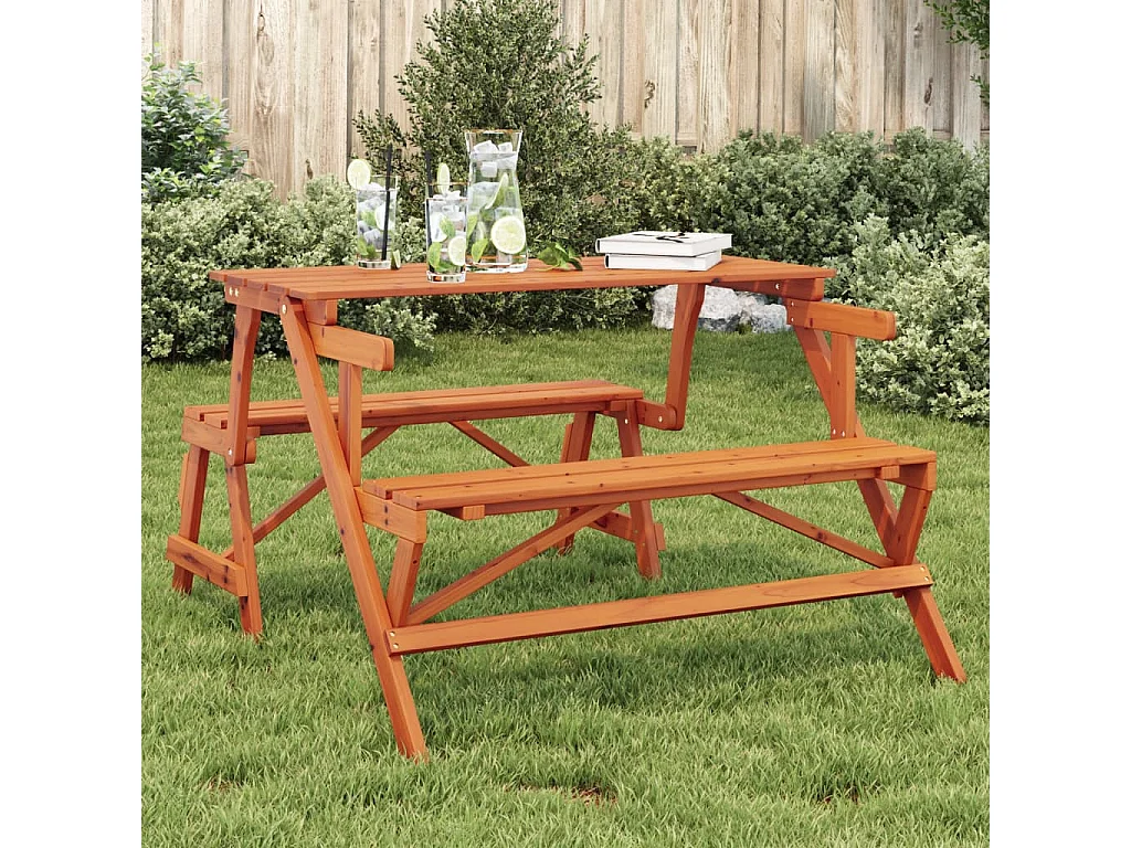 Table de pique-nique avec bancs sapin massif 2 en 1 convertible