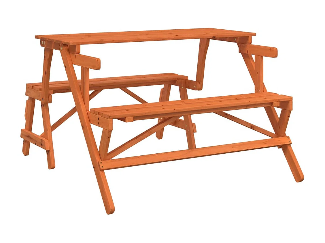 Table de pique-nique avec bancs sapin massif 2 en 1 convertible