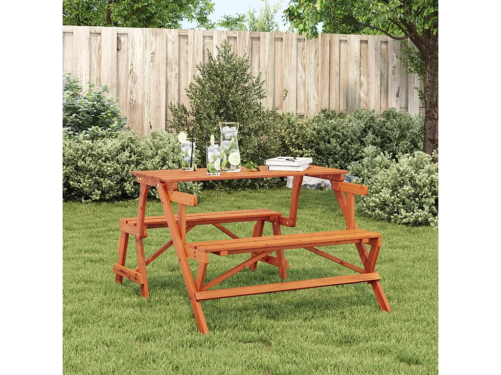 Table de pique-nique avec bancs sapin massif 2 en 1 convertible