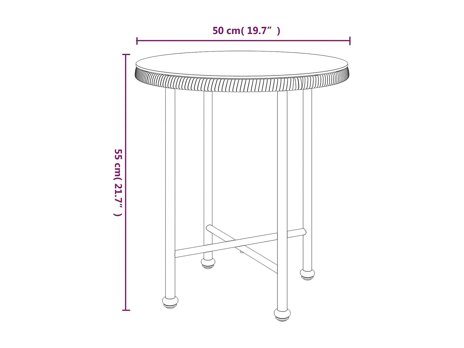 Esstisch Ø50 cm Hartglas und Stahl
