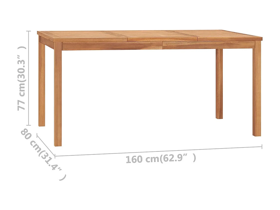 Table à dîner de jardin 160x80x77 cm Bois de teck solide