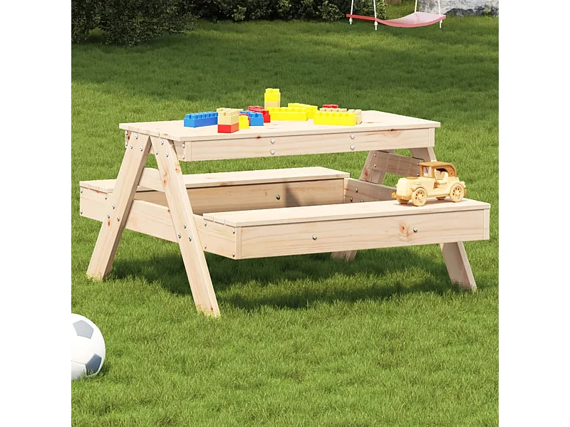 Mesa de picnic para niños madera maciza de pino 88x97x52 cm