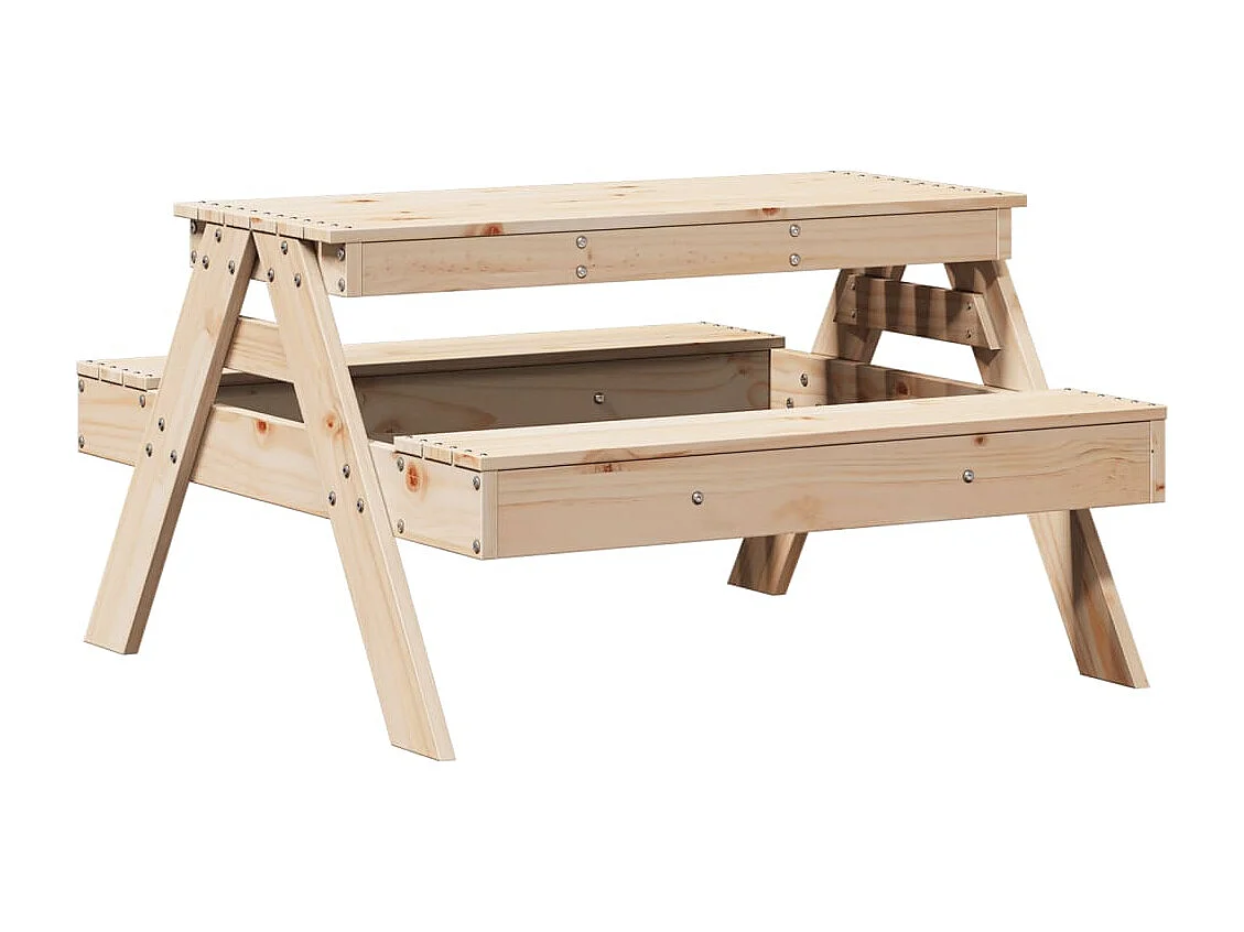 Mesa de picnic para niños madera maciza de pino 88x97x52 cm