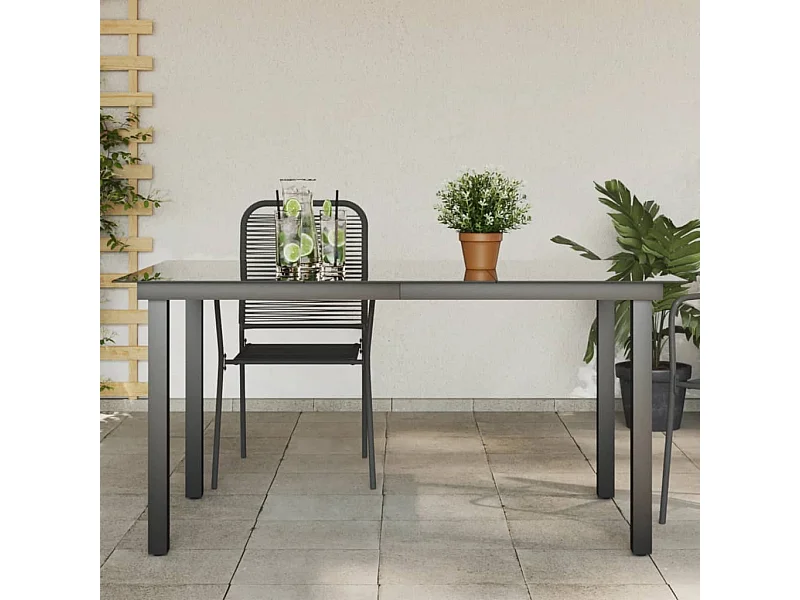 Table de jardin Noir 150x90x74 cm Aluminium et verre
