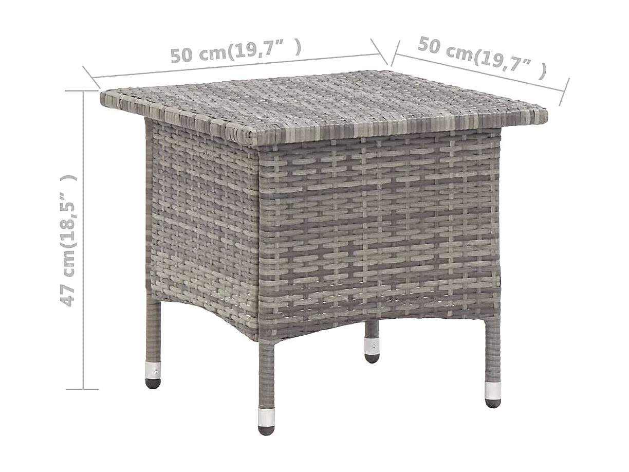 Table à thé Gris 50x50x47 cm Résine tressée