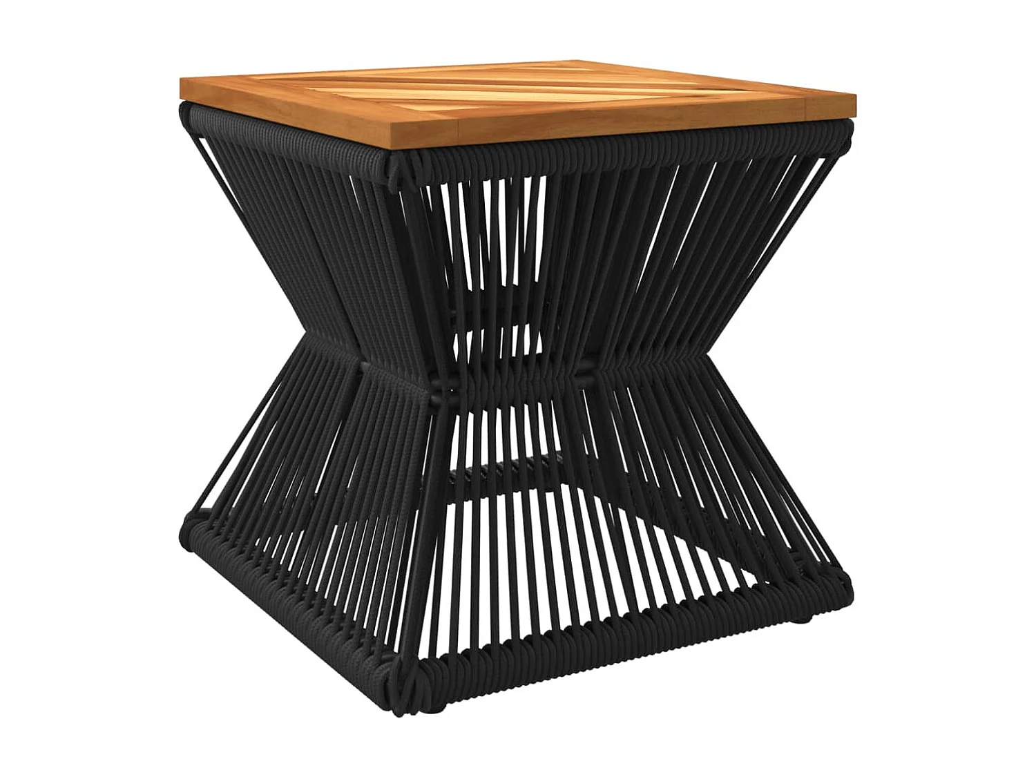 Mesa de centro base de alambre madera acacia negro 38x38x38 cm