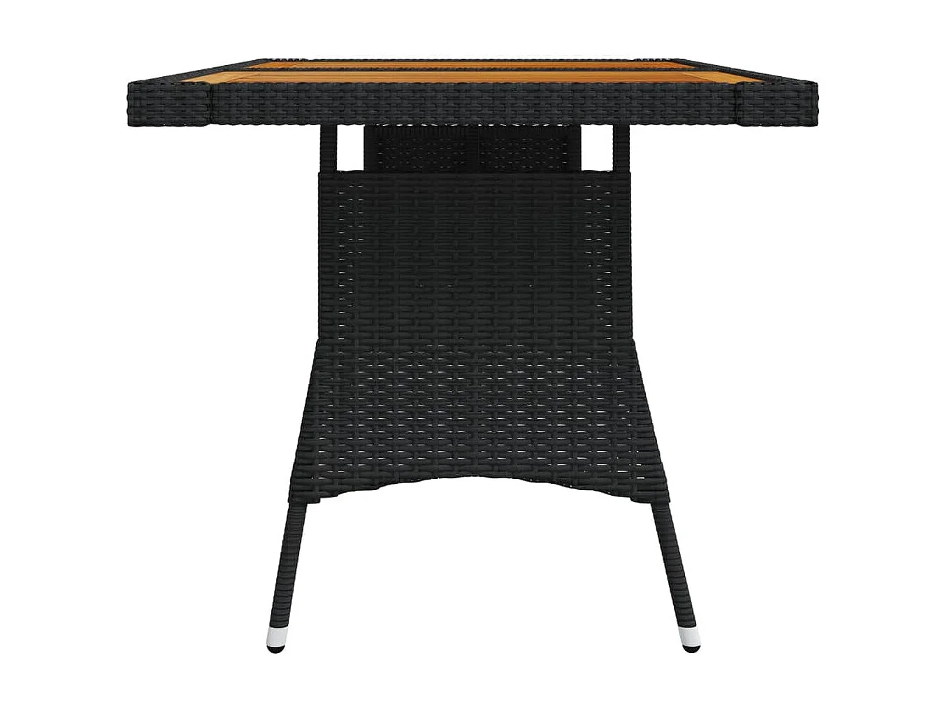 Tavolo Giardino Nero 130x70x72cm Polyrattan e Massello d'Acacia