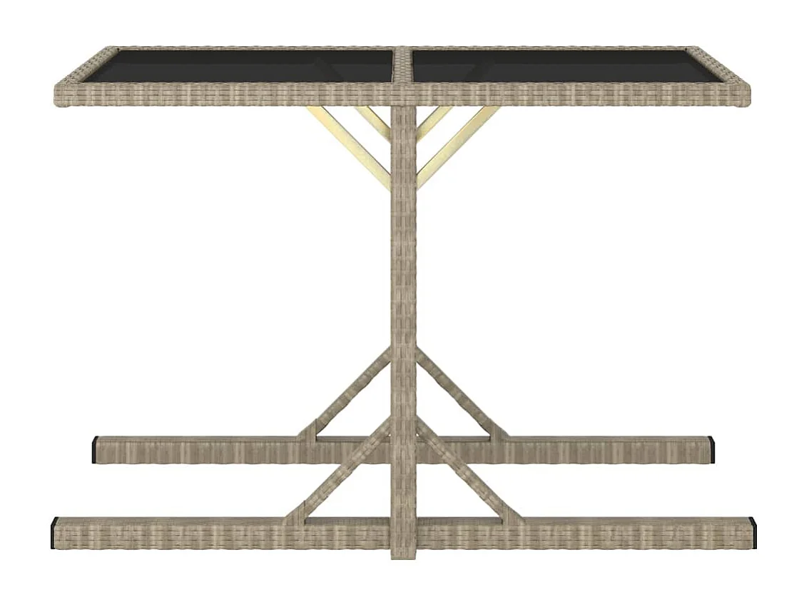 Table de jardin Beige 110x53x72 cm Verre et résine tressée