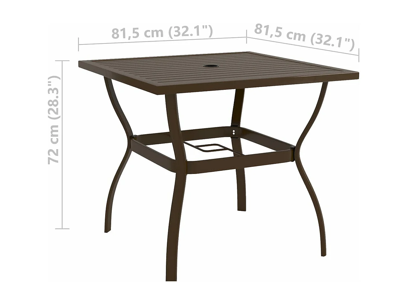 Mesa de jardín de acero marrón 81,5x81,5x72 cm