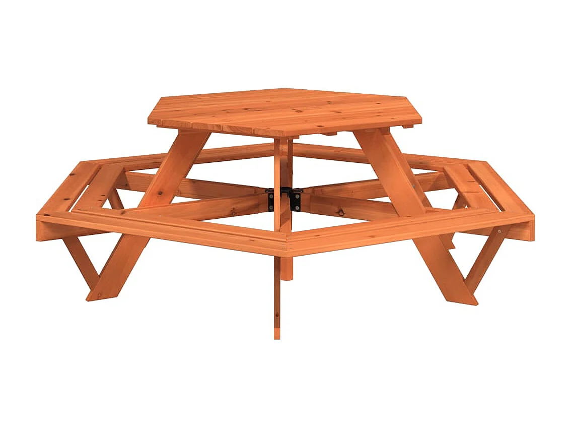 Picknicktisch mit Bänken für 6 Kinder Sechseckig Tannenholz