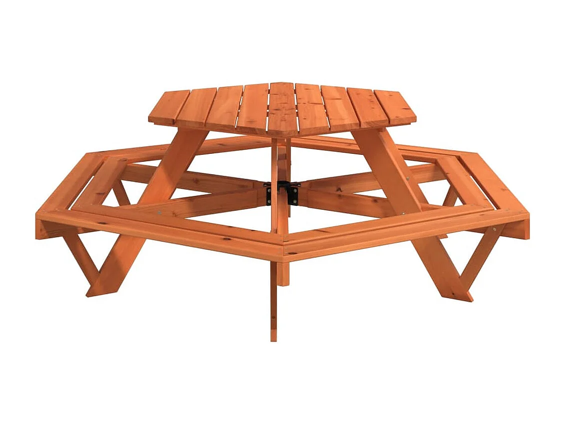 Picknicktisch mit Bänken für 6 Kinder Sechseckig Tannenholz