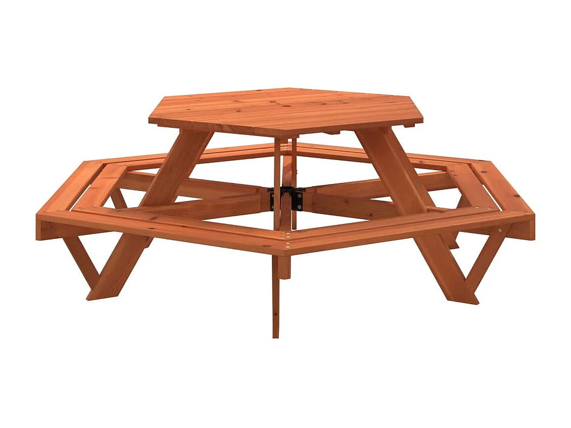 Picknicktisch mit Bänken für 6 Kinder Sechseckig Tannenholz