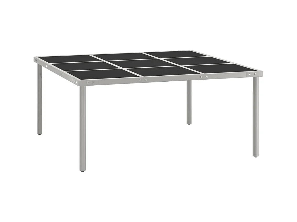 Table de salle à manger de jardin 170x170x74,5cm Verre et acier
