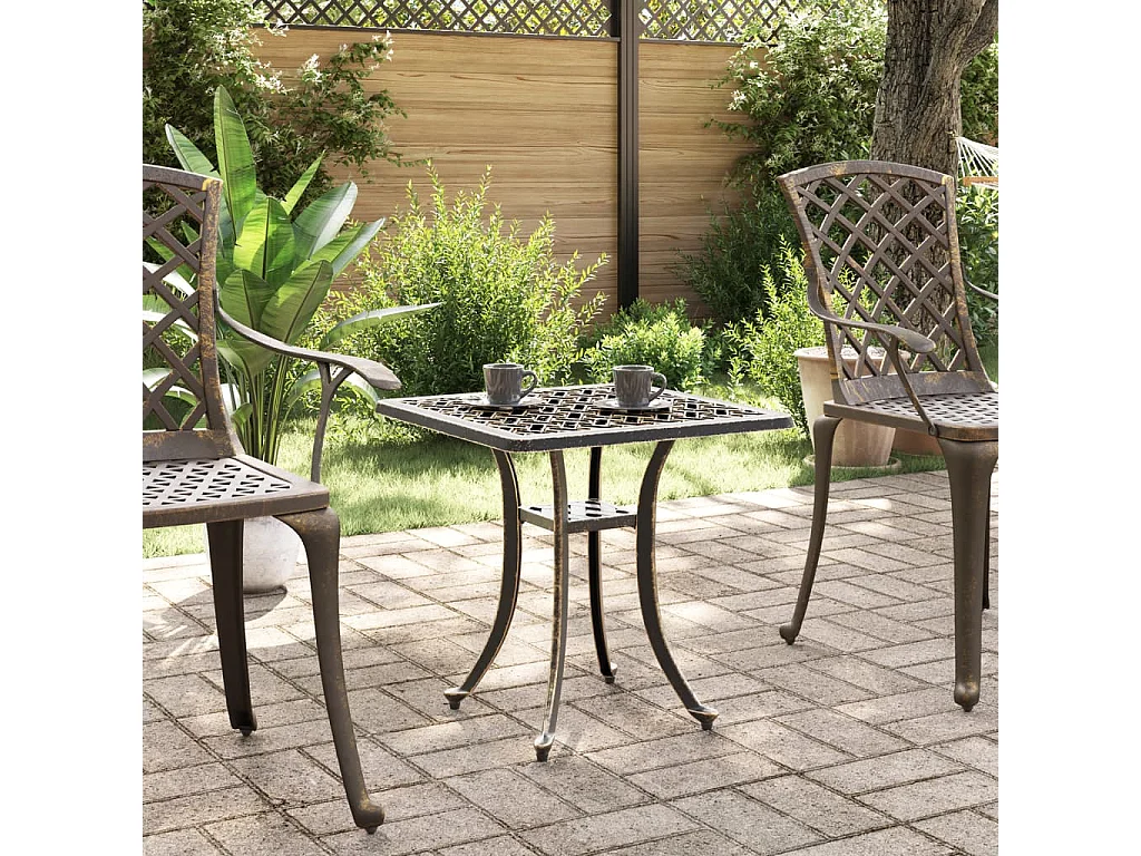 Table de jardin bronze 53x53x53 cm aluminium coulé