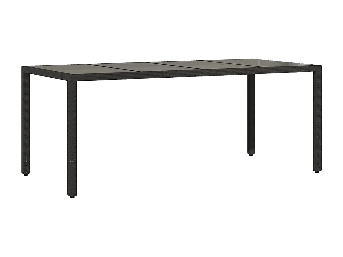 Mesa de jardim com tampo de vidro 190x90x75 cm vime PE preto