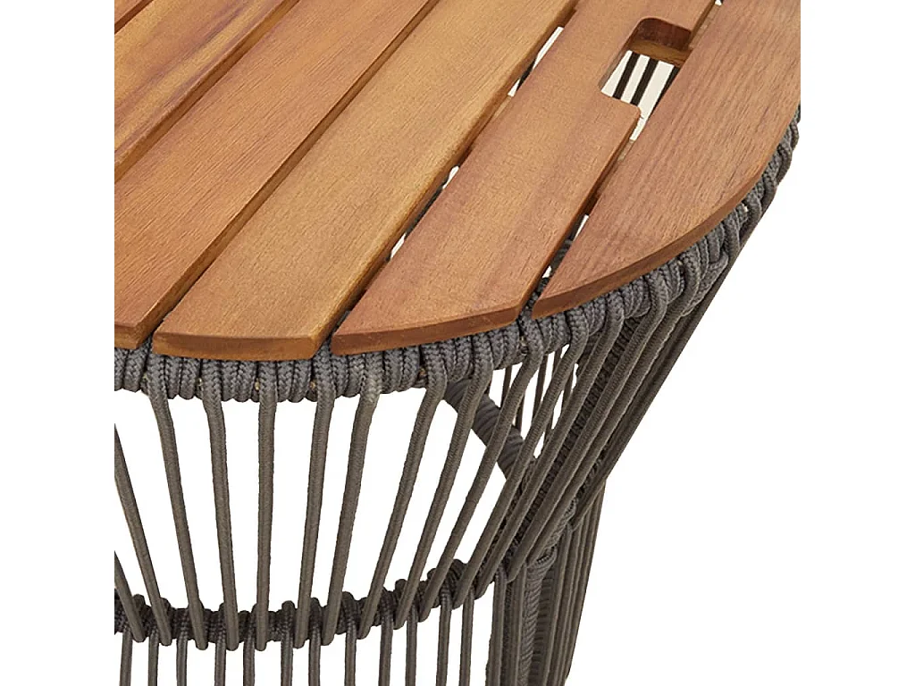 Garten-Beistelltische 2 Stk. mit Holzplatte Grau Poly Rattan