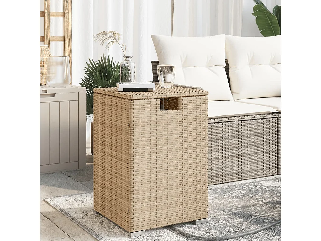 Propan-Tank-Verstecktisch Beige 40x40x60 cm Poly Rattan