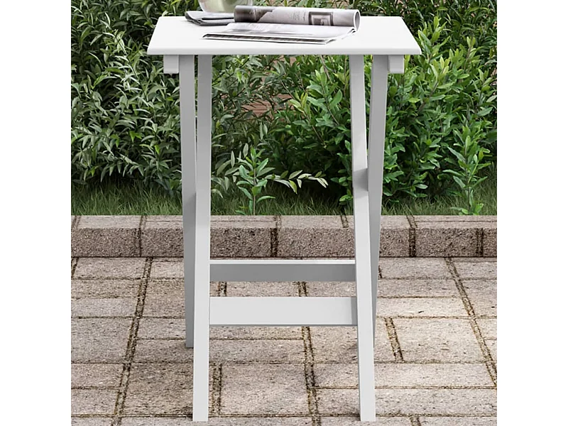 Bijzettafel inklapbaar massief populierenhout wit