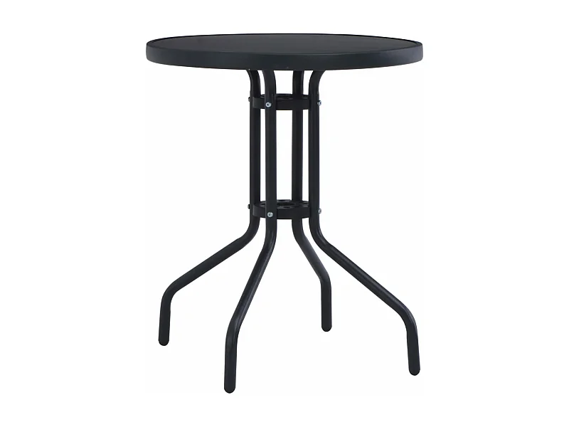 Tavolo da Giardino Nero 80 cm in Acciaio e Vetro