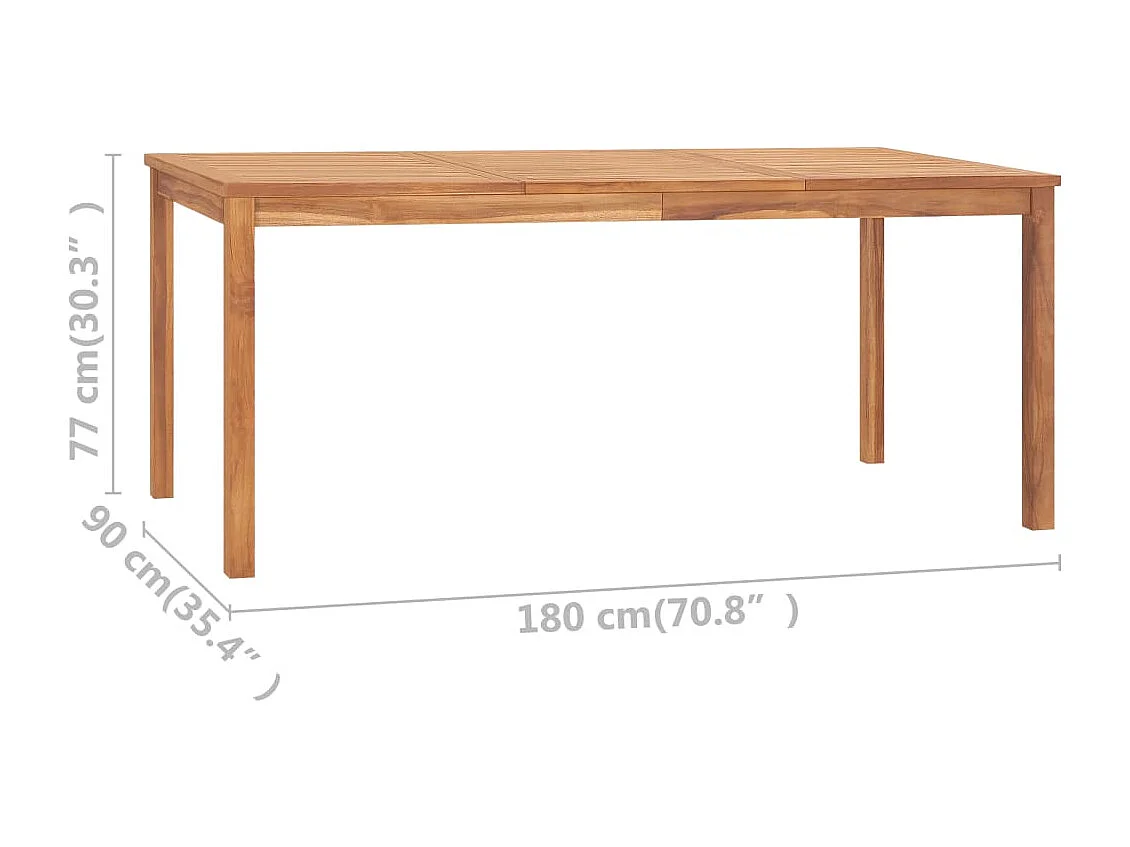 Mesa de jantar para jardim 180x90x77 cm madeira teca maciça