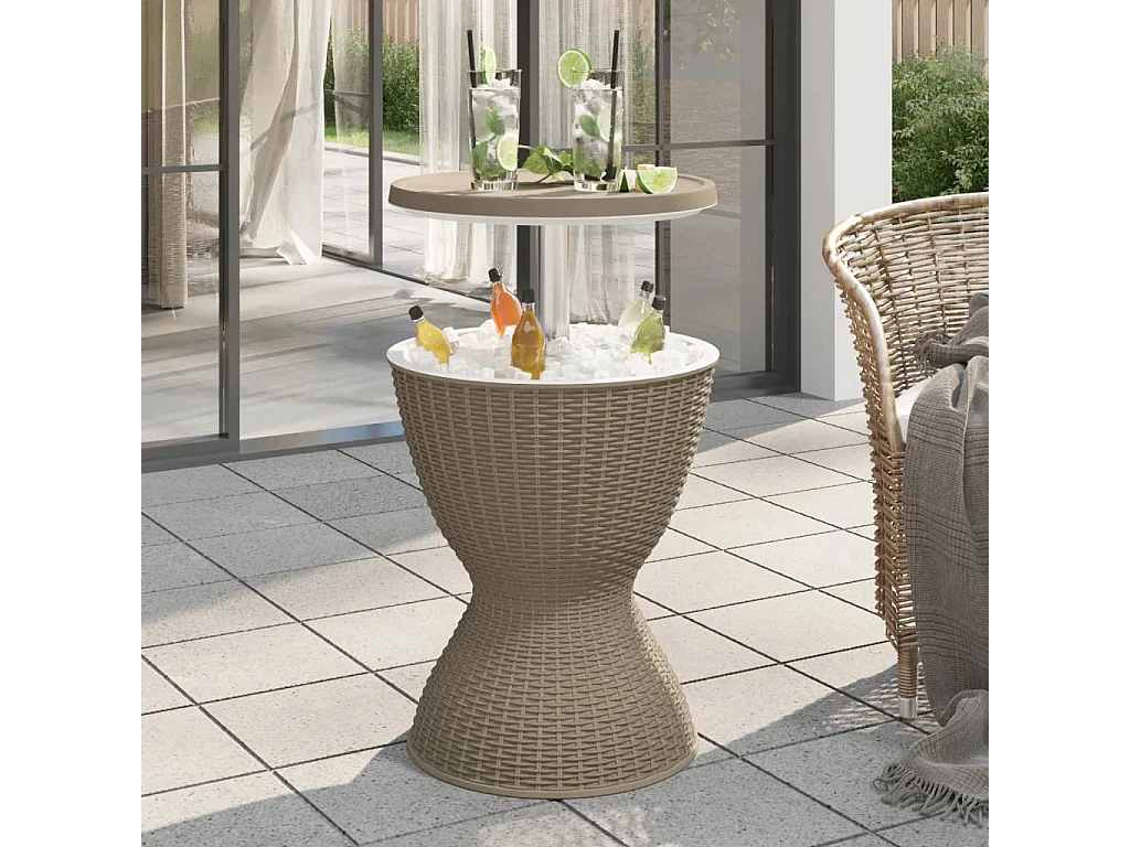 Table à glacière 3 en 1 marron clair polypropylène