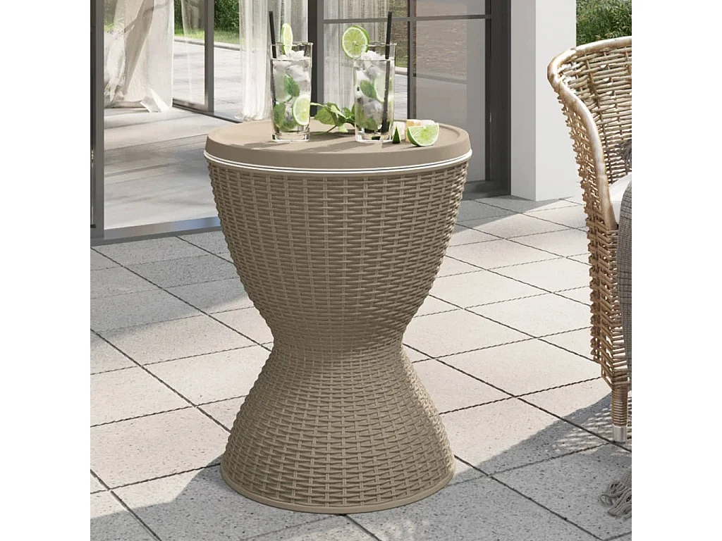 Table à glacière 3 en 1 marron clair polypropylène