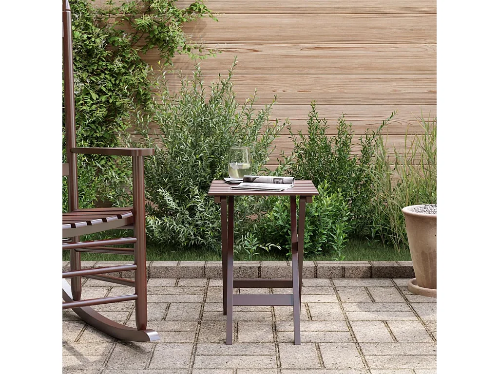 Table d’appoint pliable marron bois de peuplier massif
