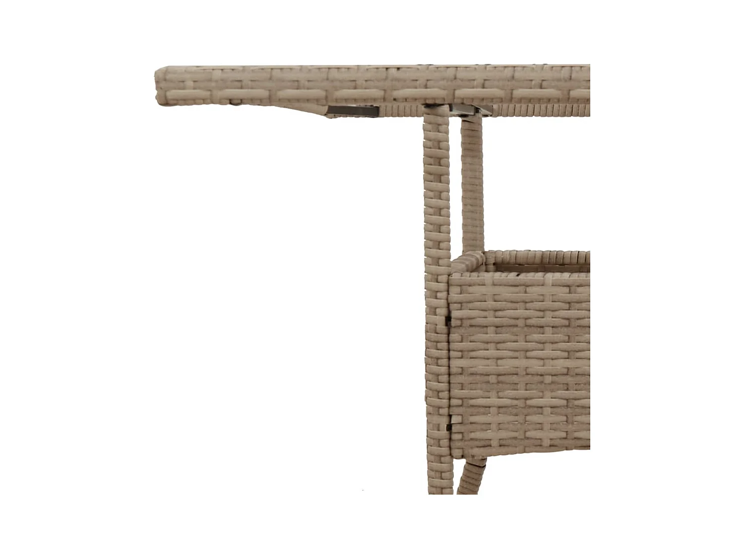 Table de jardin dessus en verre beige 80x80x75cm résine tressée