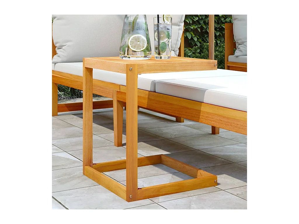 Tavolo a C 42x40x50 cm in Legno Massello di Acacia