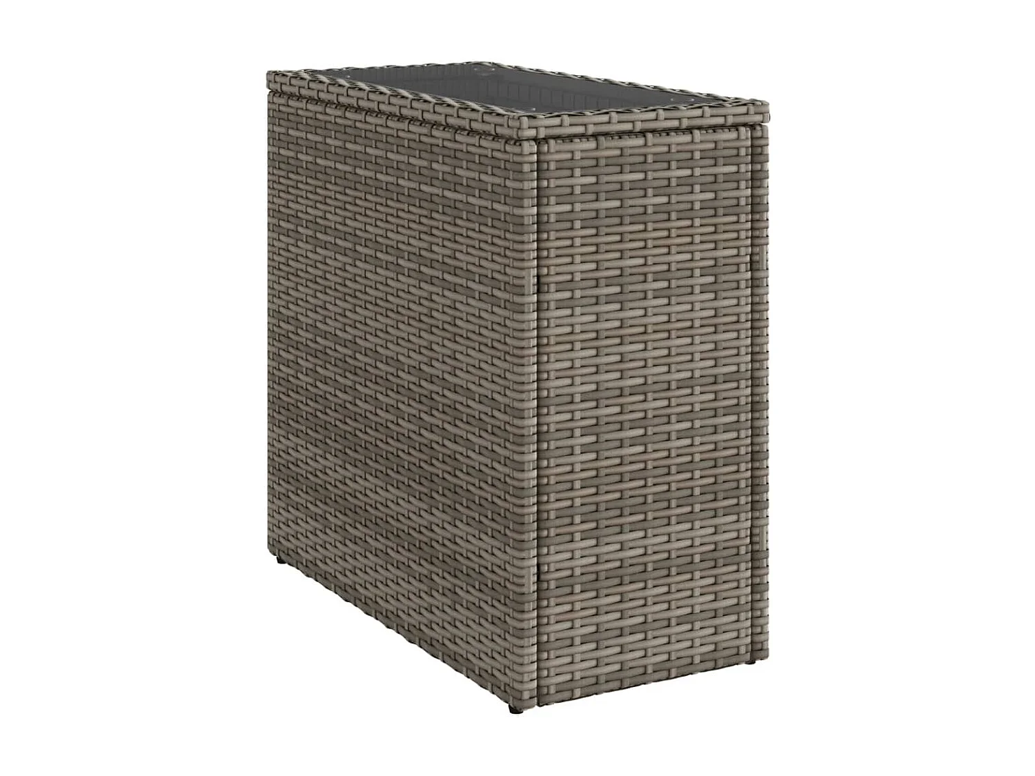 Mesa de apoio jardim c/ tampo vidro 58x27,5x55 cm vime PE cinza